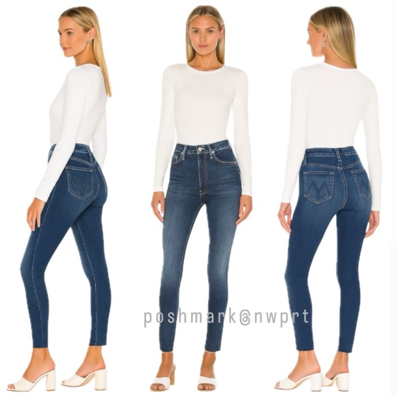 MOTHER Denim - MOTHER ㋡ High Waisted Rail Cropped Ankle Fray Fidelity Skinny Blue Jeans 23